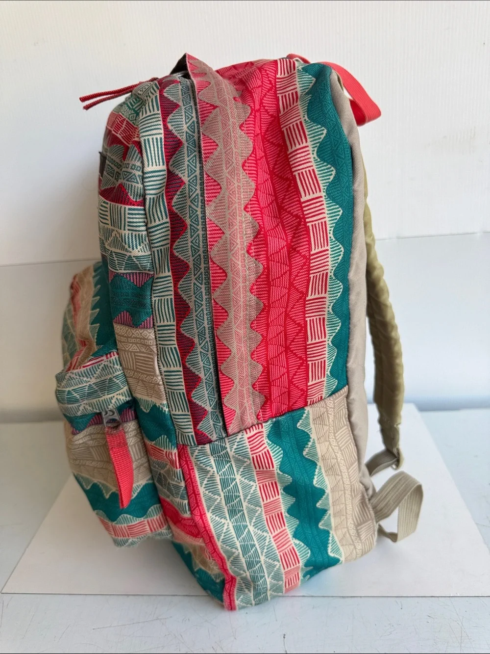 VINTAGE Jansport Digibreak Backpack MALT TAN BOHO STRIPE SOUTHWEST BOOK BAG PACK